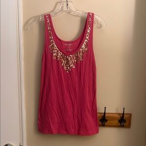 Old Navy pink and gold sequin tank top size large! Like new condition!